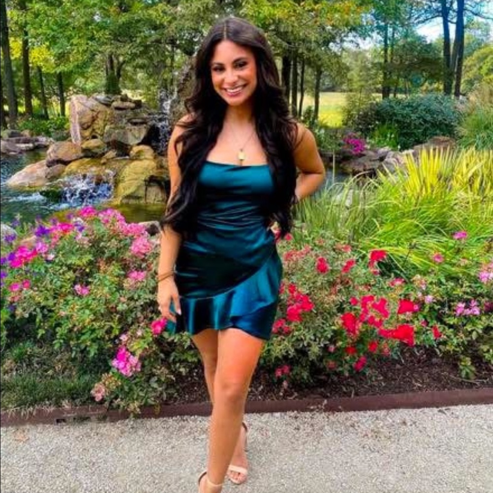 Elegant Teal Satin Dress